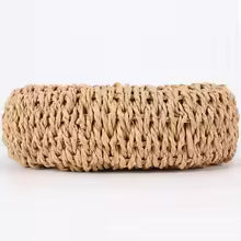 Women's Woven Straw Basket Bag, Half Moon Crossbody Shoulder Bag with Bow Detail for Travel & Casual Use
